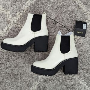 Faux Patent Leather Chelsea Boots